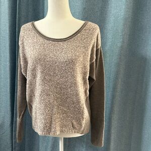 Athleta Brindle Marled ThumbHole Wool Crew Brown Sweater Medium